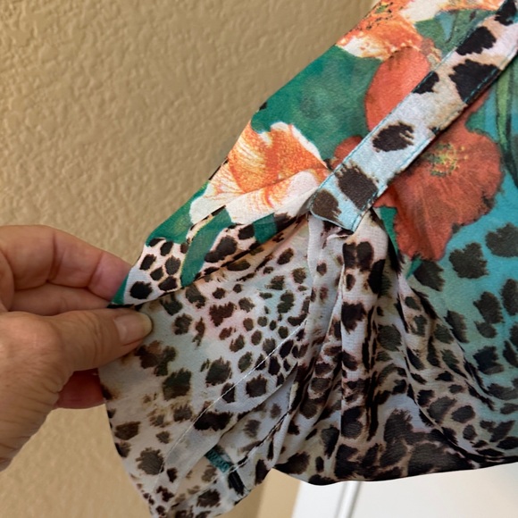 Soft Surroundings gorgeous teal sheer blouse - Picture 2 of 3